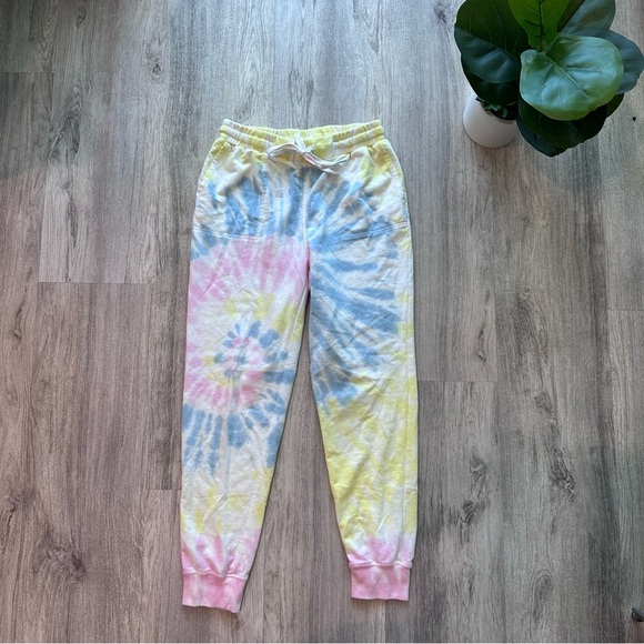 Tie-Dye Jogger yellow pink blue Pants Size Small - Picture 1 of 6